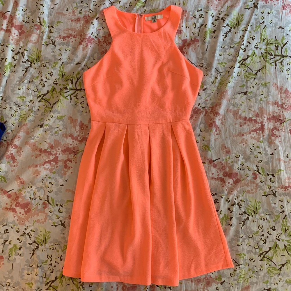 Bright Coral Skater Style Dress